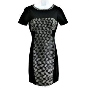 Yoana Baraschi Black White Dress Bodycon Stretchy Exposed Center Back Zipper 4